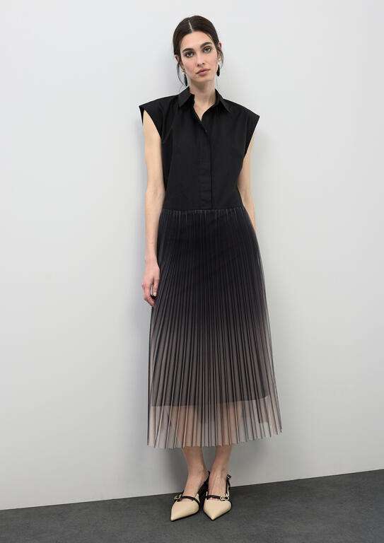 VESTIDO CAMISERO FALFA TUL PLISADA 