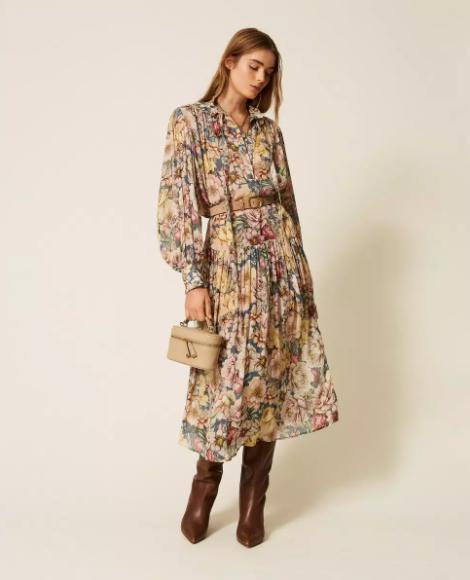 VESTIDO FLORES LARGO CREPE FLORES